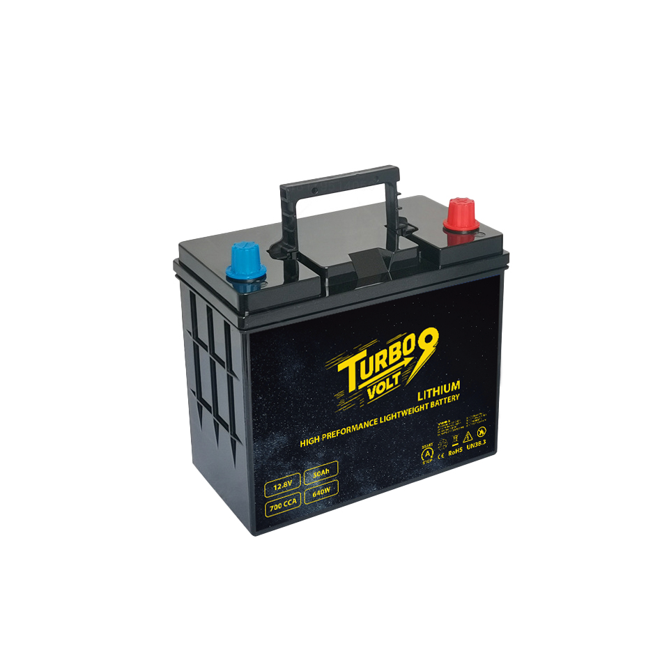 TurboVolt Lithium Car Starting Battery 50Ah NS60L or NS60R or DIN55 13 Plate Equivalent - Flat - Side
